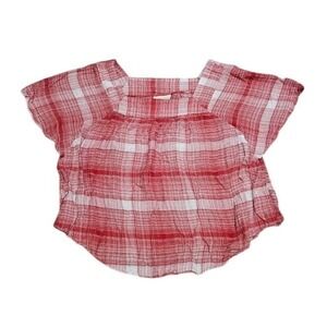 Universal Thread Peasant Blouse Women Red Plaid XXL